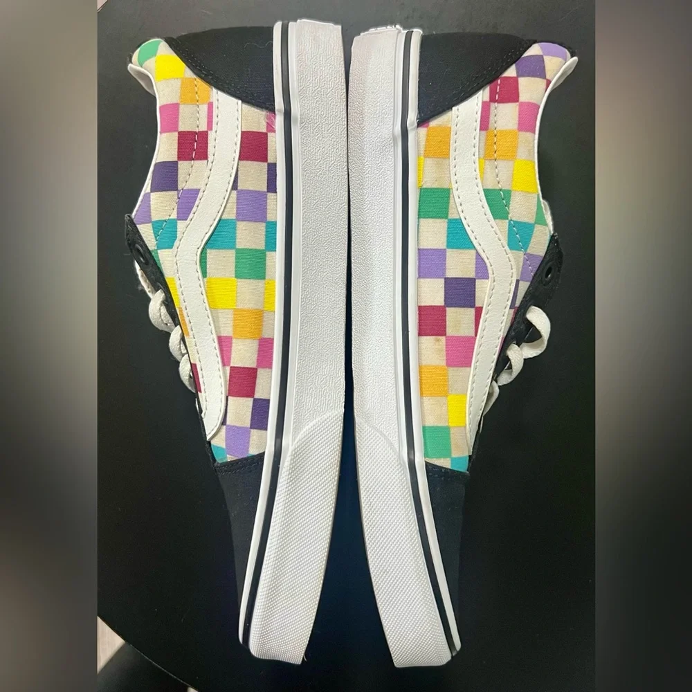 Vans Old Skool Rainbow Checkerboard Sneakers Shoes Casual Skater Colorful Pride